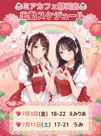 ●メイドカフェ・ミアカフェ静岡店●最新出勤情報