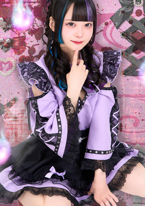 アイドル衣装 コスプレ　コンカフェ　ロリータ プリンセス アイドル衣装 コンカフェ衣装 紫 黒 （MOCΔ | chuuum なこ様生誕