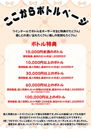 ボトルメニューのイメージ